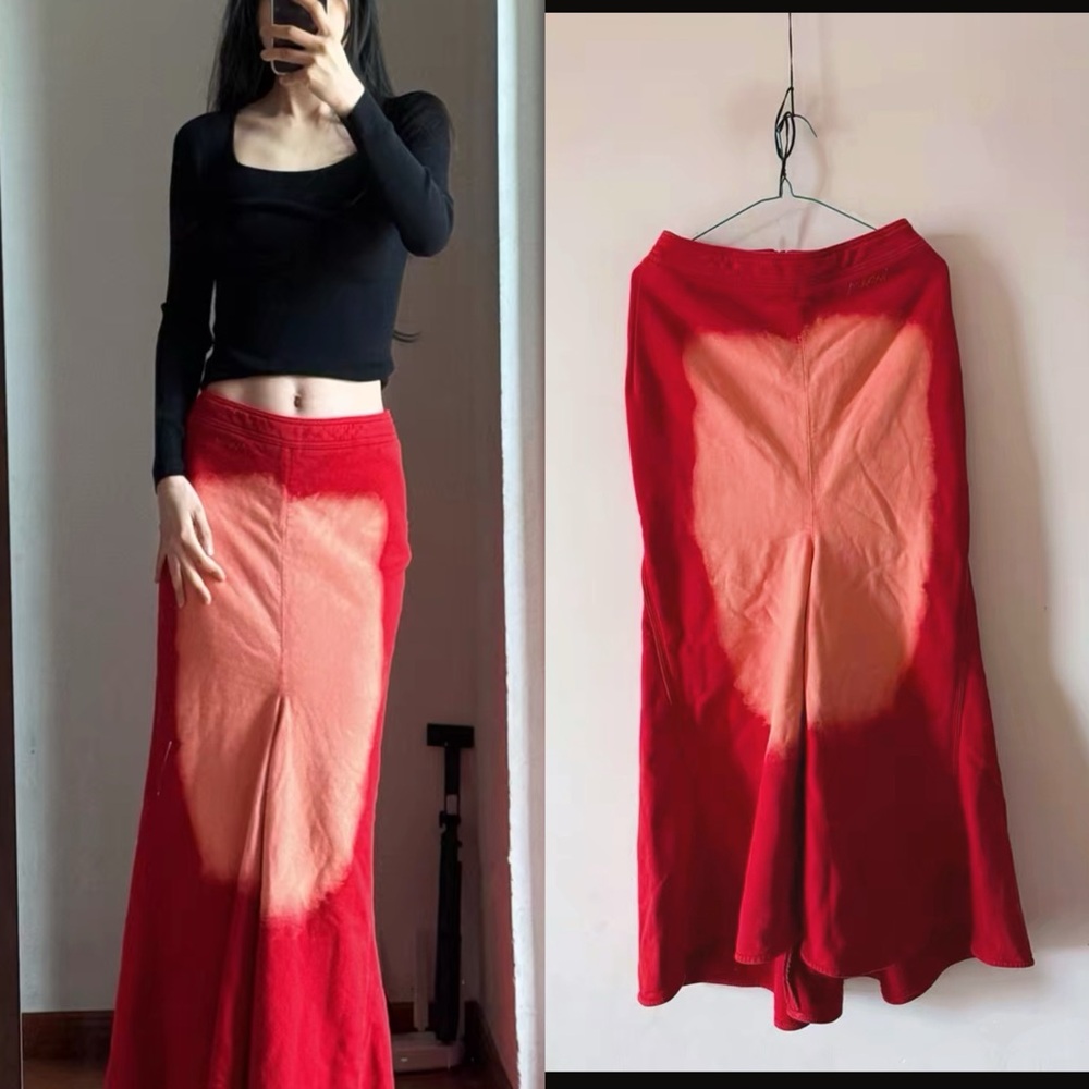 Marni NWT Red French Terry Wash Skirt, XS